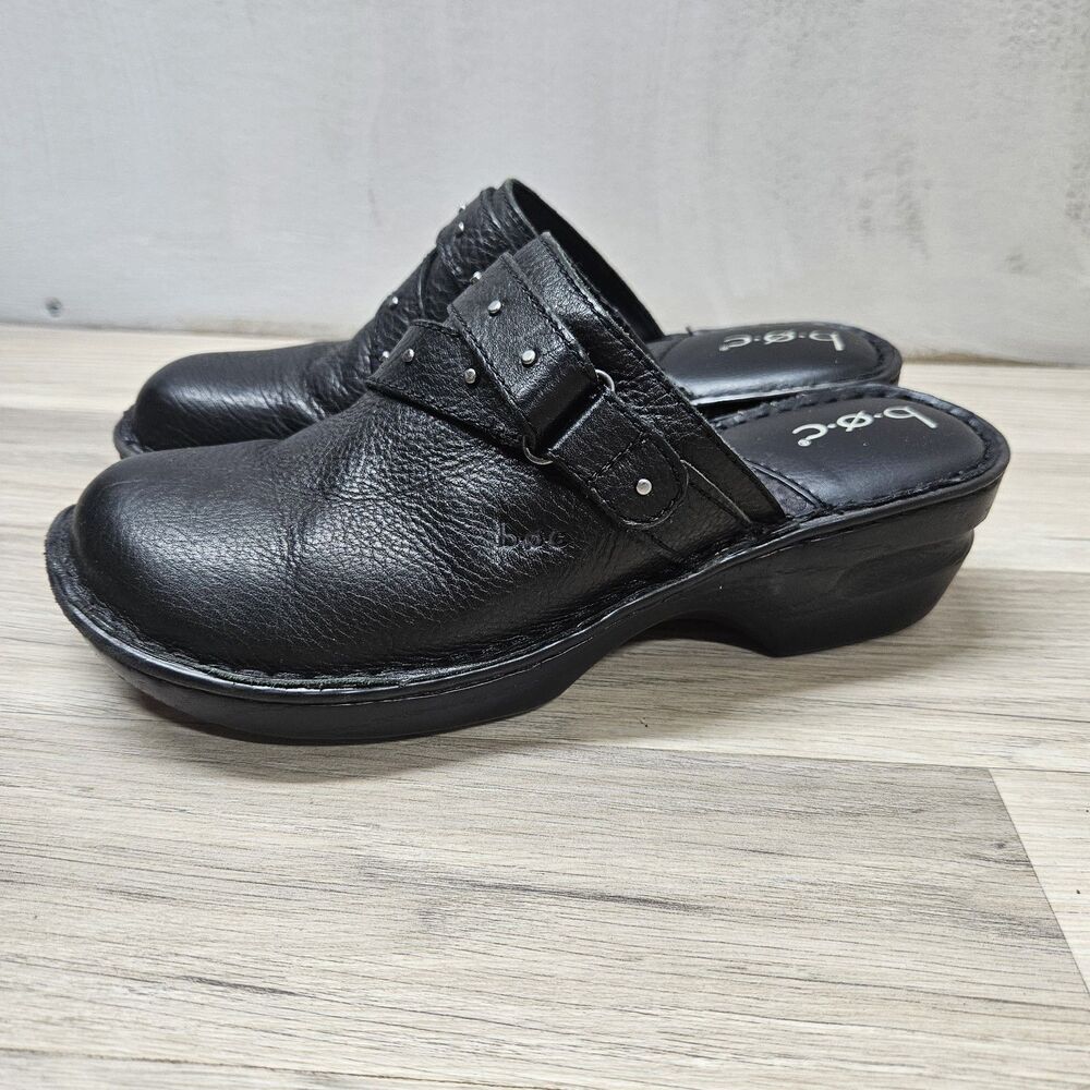 boc Womens Black Clog Size 9 Leather Slip On Studded Casual
